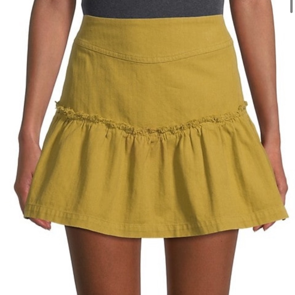 Free People Lace Up Denim Mini Skirt